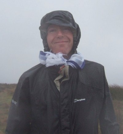 Brent Lynam with newly awarded scarf on Conic Hill