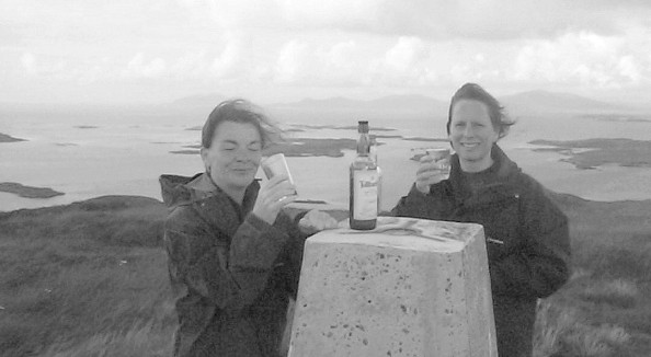 Helen McLaren (right) celebrates on Crogary na Hoe with Mary Cox